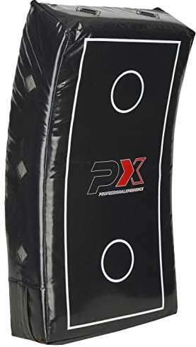 PHOENIX® ProTech 75x35x16 cm Schlagpolster, GROSS, Schlagkissen, Trittkissen, Kickpolster, Pratze Pratzen Bodyshield Kickboxen Thaiboxen Muay Thai K1 MMA Karate schwarz krumm gekrümmt grosses 70 65 75