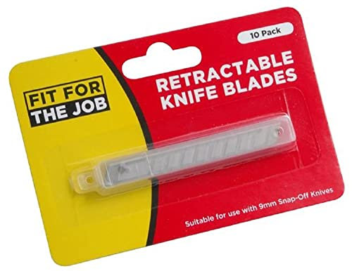 Fit For The Job 10 Pack Snap Off Blades for 9mm Snap Off Knife for DIY, Home and Arts & Crafts with 12 Stainless Steel Blades for Long Life