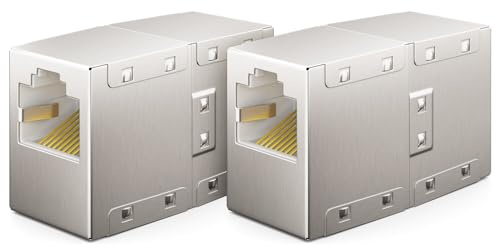 deleyCON RJ45 Kupplung 1000 Mbit Gigabit LAN Adapter, 2 Stück | LAN Kabel Verlängerung, Netzwerkkabel Verbinder, kompatibel zu Cat8, Cat7, Cat6, Cat5, Patchkabel, DSL POE, 2x RJ45 Buchse