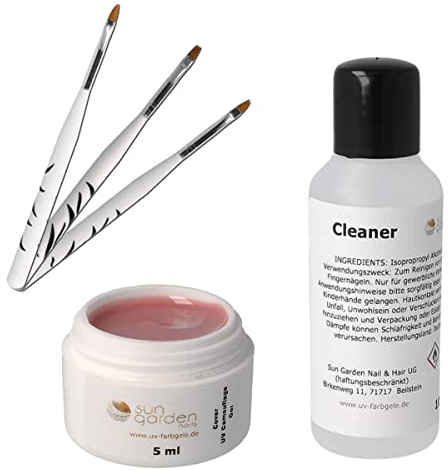 UV Aufbaugel - Camouflage Gel Cover 5 ml inkl. 100ml Cleaner und 3 tlg. Pinselset