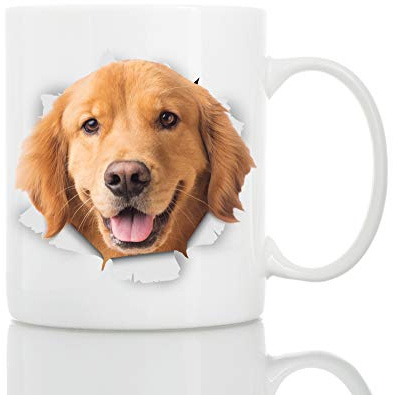 Winston & Bear Taza de Perro Golden Retriever - Taza Golden Retriever de Cerámica para Café - Divertida y Bonita Taza de Café para Amantes de los Perros