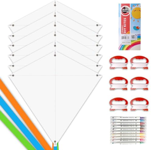 Mint's Colorful Life Kit di aquiloni per bambini, kit per bomboniere, fai da te, bianco, per decorare, dipingere e colorare le proprie creazioni