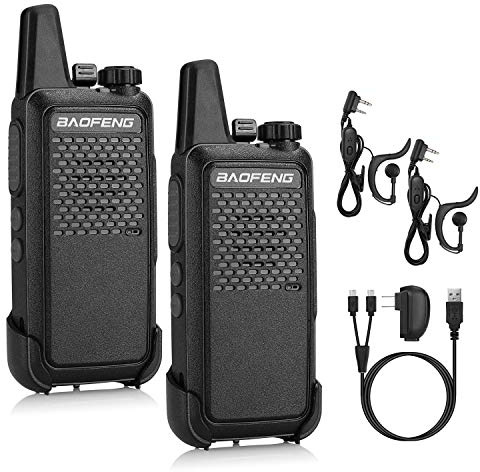 BAOFENG GT-22 Walkie Talkies for Adults Rechargeable, Long Range Two Way Radios with 1500mAh Battery, Portable Handheld VOX Handsfree with Earpieces, Holsters (2 Pack)