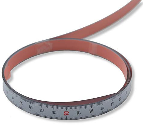 Skalenbandmaß - Stahl weiß lackiert mit Selbstklebefolie - Bezifferung von unten nach oben - Breite: 13mm, mit Duplexteilung 3.0m - Gehrungsband Anschlagband Rollbandmaß Lineal