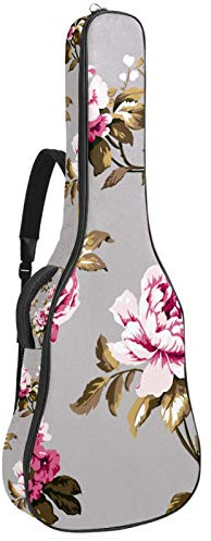 Gitarrentasche mit Reißverschluss, wasserdicht, weich, für Bassgitarre, Akustik- und klassische Folk-Gitarrentasche mit Blumenmuster im Vintage-Stil
