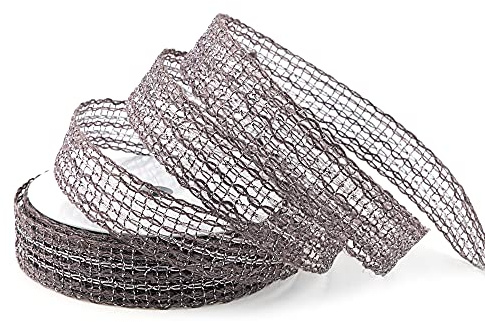 10 m x 30 mm Spitzenband ATENA GRAU Anthrazit SILBER (263) Dekoband mit Draht und Lurex Jute Netzband mit natürlichen Materialien biologisch abbaubar Natur Landhaus Floristik Band Tischdeko Jutegarn