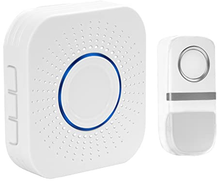 Wireless Doorbell [Self-Generating Power], Senelux IP55 Waterproof Door Bell, 1 Push Button (No Battery Required) and 1 Wall Plug-in Receivers, with 150+ Meter Range, 58 Chimes & 4 Level Volume