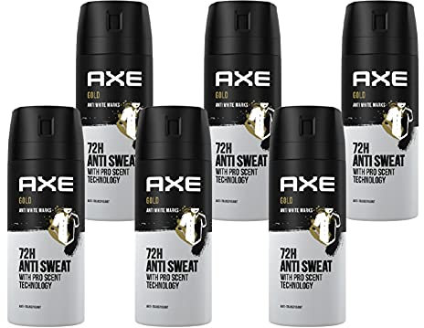 AXE Gold Deo 6x 150ml Deospray Deodorant Bodyspray Antitranspirant Herren Men mit 72h Schutz, Männerdeo mit Anti-White Marks Protection (6 Produkte)