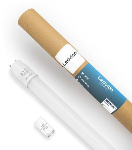 Ledvion LED Röhre 120cm 12W 1920lm 6500K | Inklusive LED Starter fuer schnellen Austausch in Garage Werkstatt und Keller