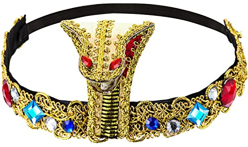 Yaomiao Stirnband mit Ägyptischer Schlange Diadem Kleopatra Kobra Ägyptische Krone Kopfschmuck Der Ägyptischen Königin für Damen Accessoires Kostuem Halloween Karneval Haarschmuck Erwachsene