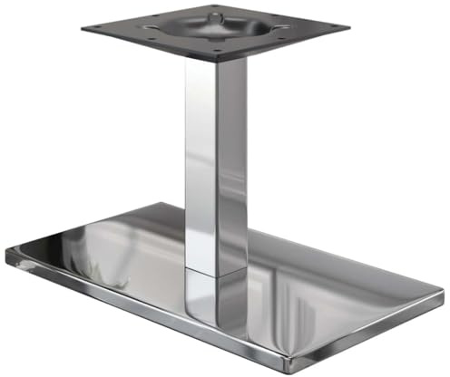 GGMMÖBEL Madrid | Tischgestell für Couchtisch | Tischbeine | Edelstahl | Tischfüße | Bodenplatte: 40 x 70 cm | Säule: 8 cm | Gesamthöhe: 36 cm