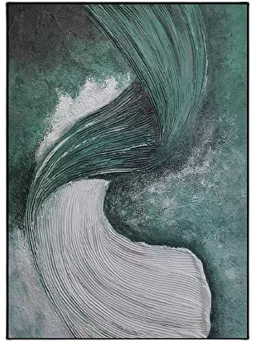 Acrylbilder Auf Leinwand Handgemalt, Grüne Textur, Geometrischer Minimalismus, Abstrakt, Modern, 100 % Original, Handgemalte Ölgemälde Auf Leinwand Für Die Familienwand, Wohnzimmer, Esszimmer,