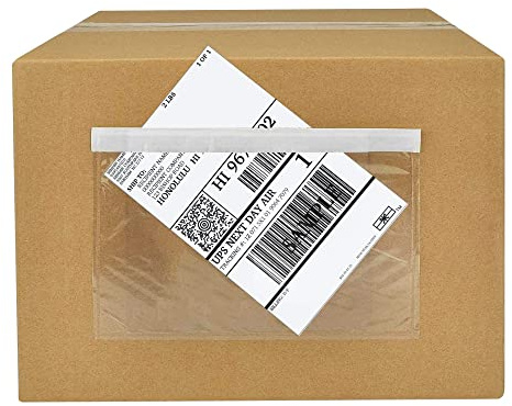 SLIPISH Shipping Label Sleeves 100Pcs, 7.5x5.5 Inches - Packing Slip Envelope Pouches with Self-Adhesive Peel & Seal - Clear Plastic & Waterproof Envelopes Ideal for Invoices & Packaging.