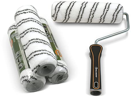 ROLLINGDOG 9 Masonry Paint Roller Set - 1/2”(12mm) Nap Paint Roller Covers (4PC) for Painting Rough Walls and Ceilings