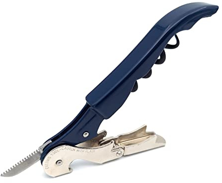 Pulltap's Sacacorchos clásico 500 con doble bisagra para llave de vino (azul oscuro, zurdo)