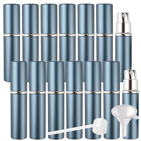 LusDoly Pack of 14, Empty 10ml Blue Perfume Atomisers Bottles Refillable Spray Bottle for Perfume Atomiser Cosmetic Cleaning Liquid, Essential Oil Travel