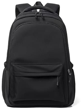 MOFIC Schulrucksack, 45 cm, einfarbig, leicht, hohe Kapazität, für Teenager, Mädchen, Jungen, Kinder, Schulanfang, Senioren, College, Reisen, Arbeit, Schwarz , One size