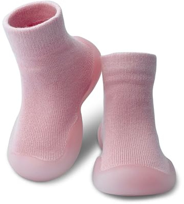 Dookeh Baby Shoes Boys Girls First Walking Shoes Non Slip Soft Sole Sneakers Toddler Infant Babygirl Sock Shoes (10-Pink, 18 Months)