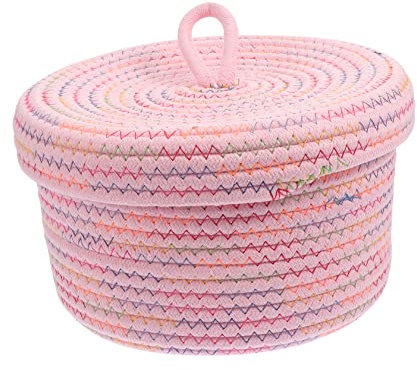 Garneck 1stück Delicate Cotton Rope Woven Storage Basket Mit Deckel Für Spielzeug Raumorganisation Und Stilvolle Dekoration Sanftem