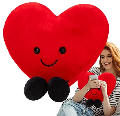 Meindin Herzkissen, rotes Herz gefülltes Plüschkissen, Valentinstag, niedliches weiches Plüsch-Herzkissen, kuscheliges und dekoratives Kissen, für Freund, Freundin, Hochzeit, Heimdekoration