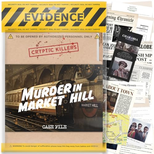 Unsolved murder mystery game - Cold Case Files Investigation - CRYPTIC KILLERS - Detective Evidence & Crime File - individuals, date nights & party games- Murder in Market Hill