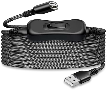 Itramax USB A Verlängerungskabel Stecker auf Buchse mit Ein/Aus Schalter 3M | Typ A Ladekabel,Daten&Strom,Verlängerung Stromkabel Kippschalter für USB-Sticks,LED Streifen,Tischlampe,Maus,Ventilatoren