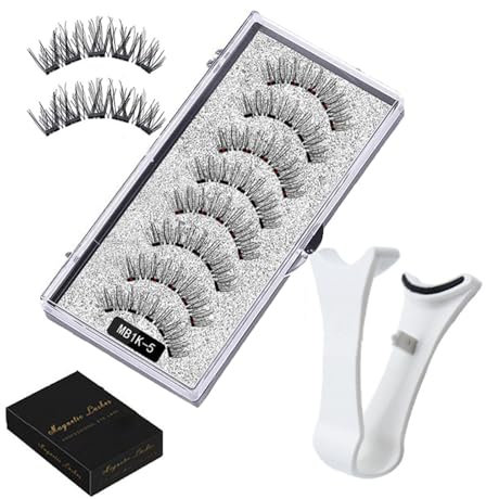 Magnetische Wimpern mit Applikator - Wiederverwendbares Dual-Magnet-Set ohne Eyeliner, Natürlicher Look, Keine Klebstoffe oder Liner Erforderlich, Einfach zu Tragen