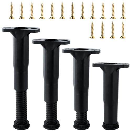 Rdlobu 4 Stück Möbelfüße Verstellbar 15-27cm Füße für Möbel, Höhenverstellbare Füsse für Möbel, Möbelfuß Verstellbar, Verstellbare Füße für Möbel, Möbelfuss Höhenverstellbar für DIY Möbel Design