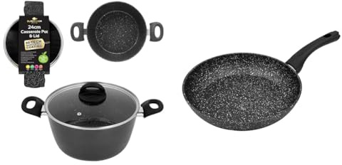 Blackmoor 66130 Classic 24cm Stock Pot with Tempered Glass Lid / 5-Litre Capacity/Non-Stick Coating & Classic 24cm Non Stick Frying Pan | Induction Compatible | Long Lasting Anti Scratch
