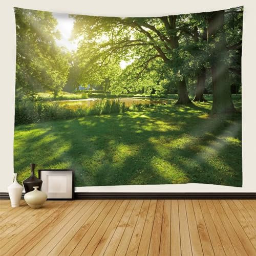 Musihy Natur Wandbehang Wandteppich, Wandbehang Natur Wohnzimmer Gras, Baum und See Wandteppiche für Wohnzimmer, Wohnkultur | 210x140cm