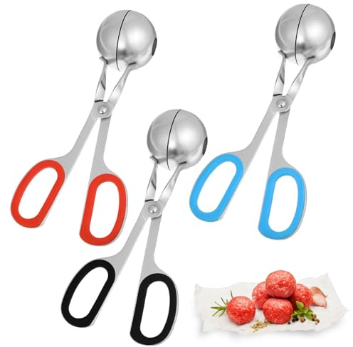 Alipis 3pièces Cuillère à Boule De Viande Acier Inoxydable Outil De Cuisine Pratique Pour Préparer Meatballs Cake Pops Et Pâte à Biscuits