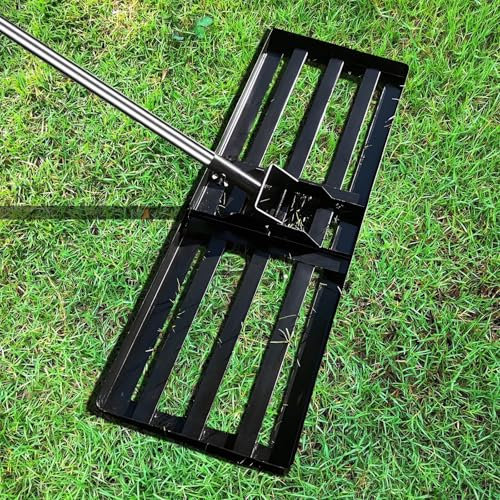 Rastrello livellatore per prato, 76,2 x 25,4 cm, rastrello livellatore con manico da 1,8 m, rastrello di livellamento in acciaio inox per giardino, campo da golf, fattoria, attrezzi da prato