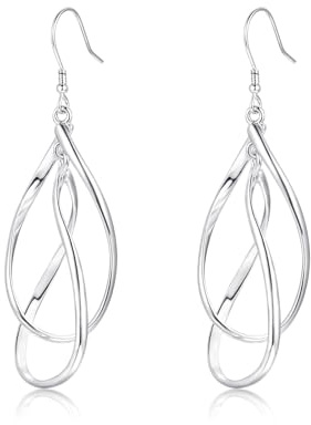 Cangall Ohrringe Silber Hängend, 925 Sterling Silber Damen Ohrringe Hängend, Hypoallergen Haken Ohrringe Silber 925 Lange, Unendlichkeit Leicht Ohrhänger Silber Ohrringe Hängend für Frauen Mädchen