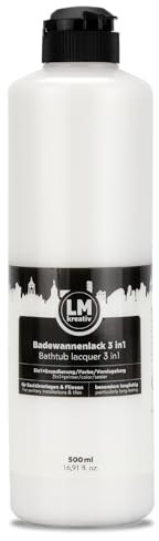 LM-Kreativ Vernice per Vasca da Bagno 3 in 1, 2K, 500 ml, Bianco - Per Piastrelle, Bagno, Vasche, Piatti Doccia e Lavabo - Altamente Coprente