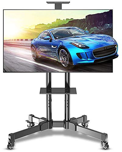 DRFGNF Support TV Universel, Chariot TV à étagère, Support TV Mobile au Sol Support d'affichage TV Universel pour écran Plat 32-70 Pouces, LED, LCD, OLED, téléviseurs Plasma avec roulettes