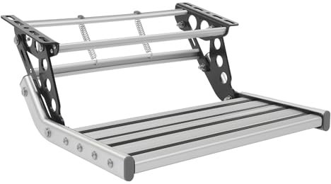 GAOUSD Tritthocker für Camping, Auto, faltbar, manuell, mit LED-Licht, Camping-Pedal, Tragfähigkeit 150 kg, rutschfestes Pedal, für Camping, Wohnwagen, Wohnwagen