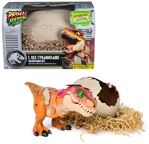 Primal Hatch – Jurassic World T-Rex im Ei, über 100 Soundeffekte und Reaktionen, interaktives Spielzeug für Kinder ab 5 Jahren