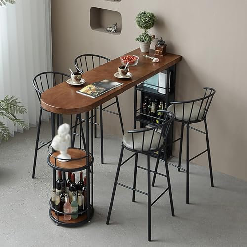 Einfacher Bartisch Aus Massivholz, Rechteckiger Küchentisch Mit Natürlicher Holzkante, Rustikaler Hoher Thekentisch, Schmaler Bistrotisch, für Kleine Küchen Und Esszimmer – Ohne Stühle(140*45*105cm/55