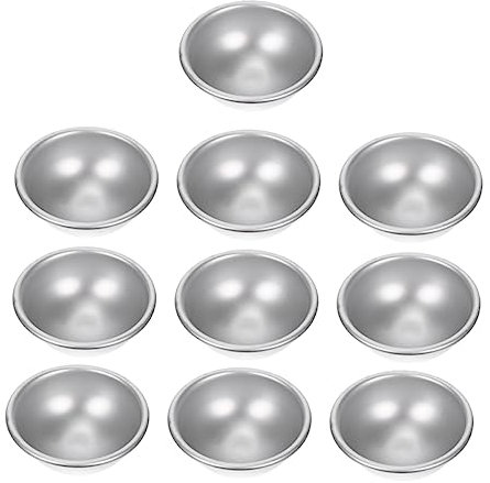 VILLCASE 2 Sätze Badesalz Schimmel Meersalz Schweinefleischkuchenformen Badekugel Selber Machen Bathbomb Formen Aus Aluminiumlegierung Handgemachte Badesalzkugelformen Silver 10 Stück * 2