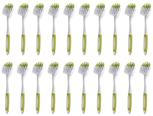 Washing Up Brushes for Dish Kitchen Sink Pot Pan Scrubbing with Durable Bristles, Yellow-green 20Pcs