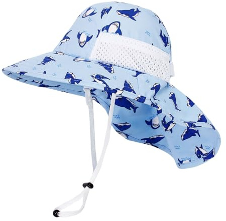 Enfants Chapeau de Soleil avec Large Bord 5-13 ans Fille Garçon Chapeau de Cou Protection Anti-UV Chapeau Bonnet UPF50+ Eté Casquette de Visière Respirant Séchage Rapide Chapeau de Plage Cyclisme