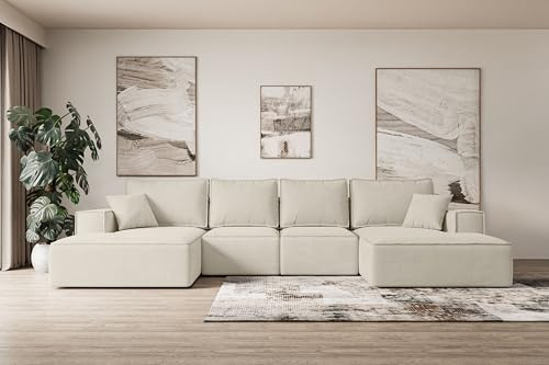 ALTDECOR Ecksofa mit Schlaffunktion U-Form Sierra-U-S 349x161x87 - Beige