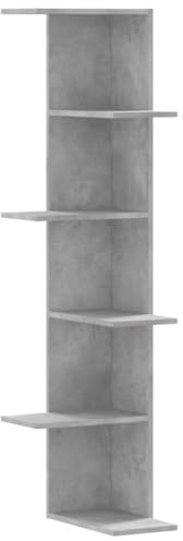 KTHLBRH Badablage Bücherregal Wand Book Shelf Wandregal Küche - Wand-Eckregal Betongrau 36,5x36,5x140 cm Holzwerkstoff für Balkon Küchen Büro Schlafzimmer