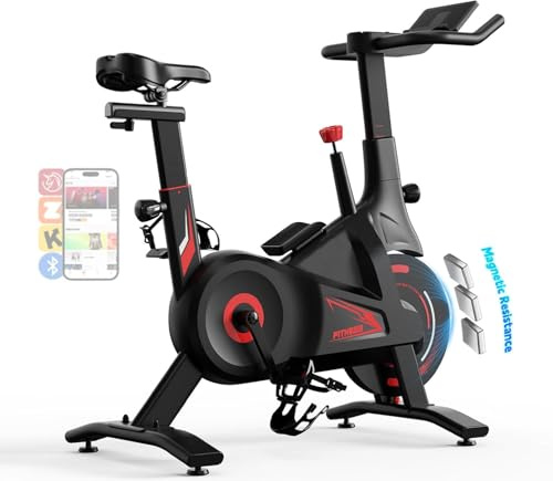 Bluearth Indoor Exercise Bike for Home, Stationary Bike with Silent Magnetic Resistance, 300lbs Capacity, Stable Triangle Frame, Adjustable Resistance & Smart App with Scenic Rides and Live Classes