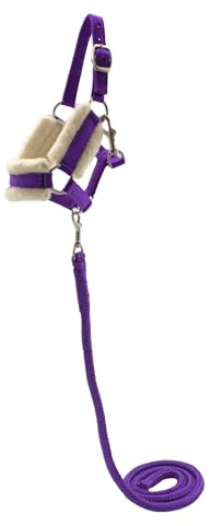 PFIFF 103129 Hobby Horse Halfter-Set „Little Lou“, Halfter mit Flauschiger Fellunterlage und Führstrick, Größenverstellbar, Lila