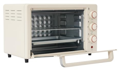 BAOCHADA 22 L Minibackofen, Klein mini Backofen mit Grillpfanne & Grillrost, Thermostat verstellbar bis 250 °C,1000 W, 60Mins Timer, Pizza-Ofen für Familien, Partys, Grillpartys, Snackbars, Desserts