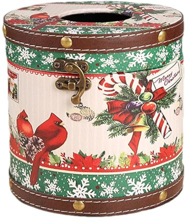 de pañuelos navideños,Soporte portátil en forma de cilindro | Decoración interior de Navidad de invierno | Para sala de estar mesa familiar Vacaciones Comedor Hogar Cocina