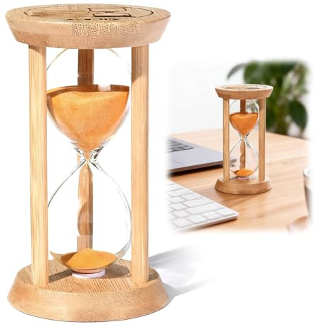 CEWROM Sanduhr Glas Timer, Sanduhr 15 Minuten Holz, Zeitmesser Glas Timer für Schule Kita Klassenzimmer Spiele Zuhause Küche Büro Tea Time Kinder zähneputzen