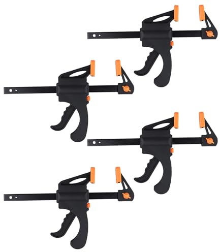 JIAYUET 4 Pack Quick Release Clamps, 6 Inch Ratchet Bar Fast Grip Clamps for Professional Woodworking and DIY Craft Projects