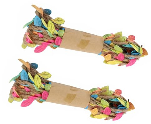 Veemoon 2 Rolls 2m DIY Packing Rope Simulation Leaves, Colorful Natural Twine for Flower Bouquet Wrapping, Crafting and Home Decoration Accessories